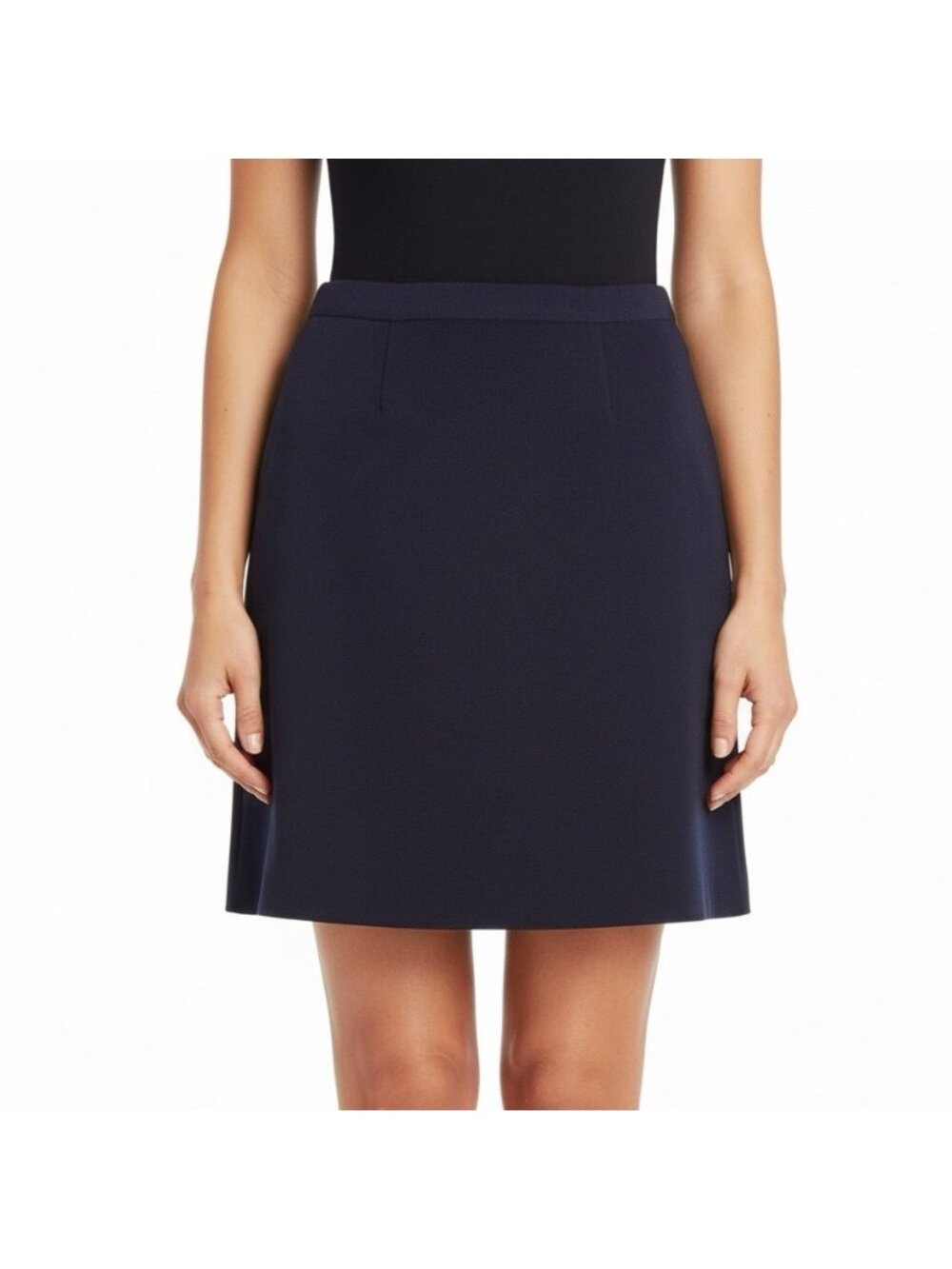 Exclusively Misook Women’s Navy Blue Acrylic Pencil Skirt Petite Stretch Size S